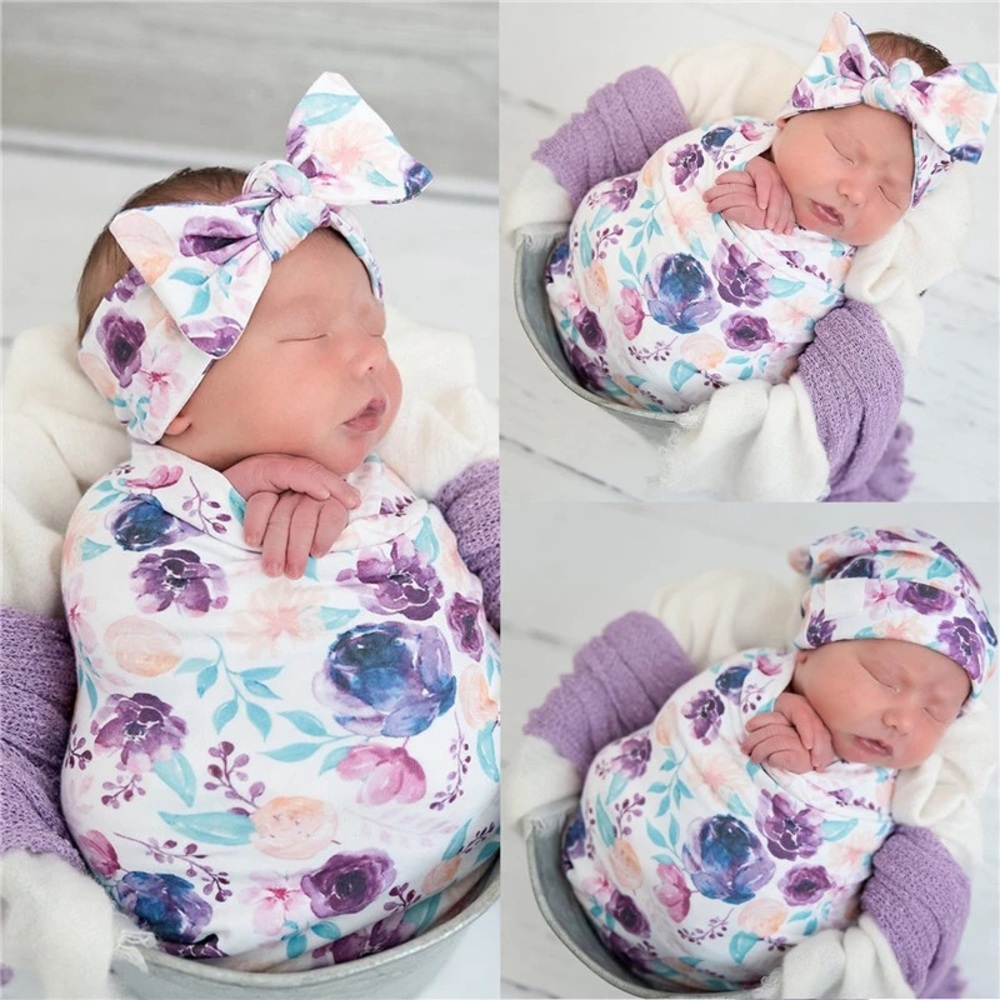 3-Piece Photographic Swaddle,cap and headband.